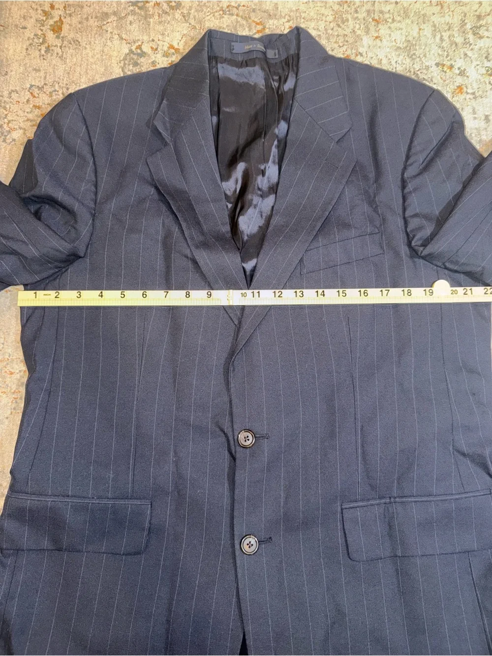 Men's Navy Pinstripe Two-Button Blazer Chaps 42T A134